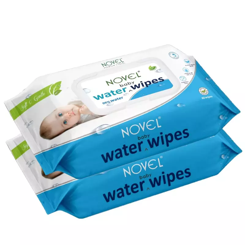 Babio Baby Water Wipes Ultra-Gentle & Hydrating 80 Sheets Pack of 2 with Lid