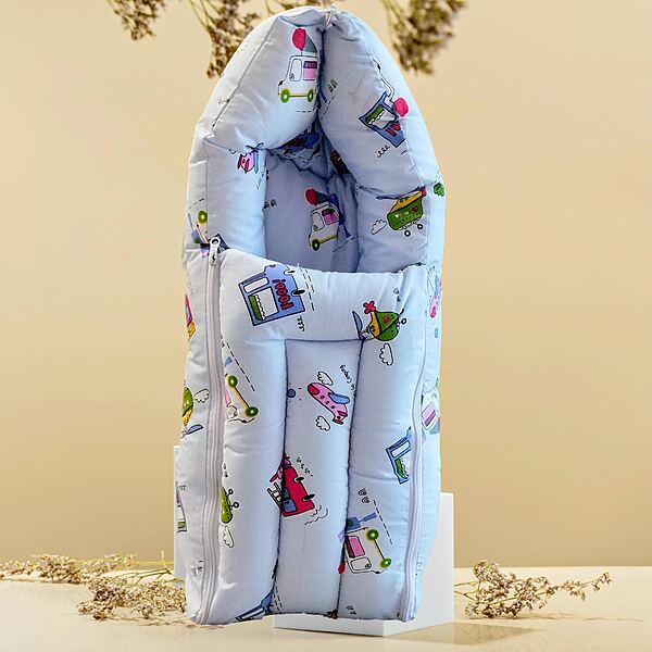 Kinder County Baby Carry Nest Bed | 3 in 1 Cotton Baby Carry Bed Vehicle Print