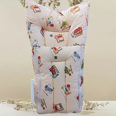 Kinder County Baby Carry Nest Bed | 3 in 1 Cotton Baby Carry Bed Vehicle Print