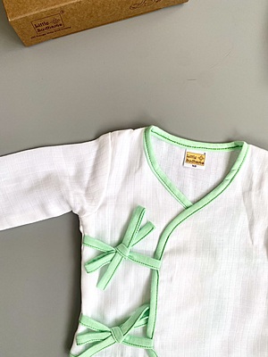 Muslin Full-Sleeve Top & Pant Set - Kimono Style