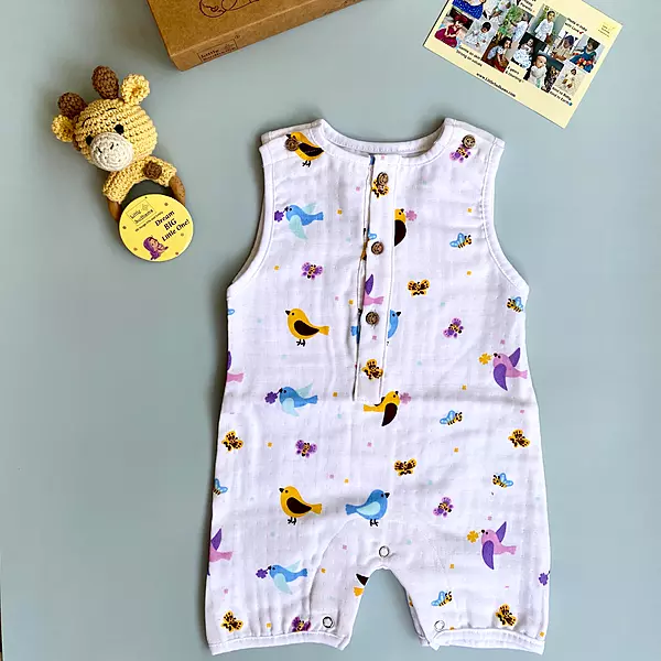 Muslin Cotton Sleeveless Romper | New Born Baby | Unisex Premium | Super Soft