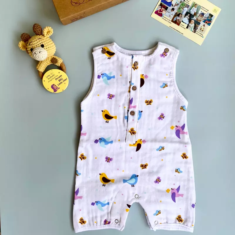 Muslin Cotton Sleeveless Romper | New Born Baby | Unisex Premium | Super Soft