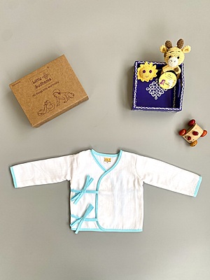 Muslin Full-Sleeve Top & Pant Set - Kimono Style