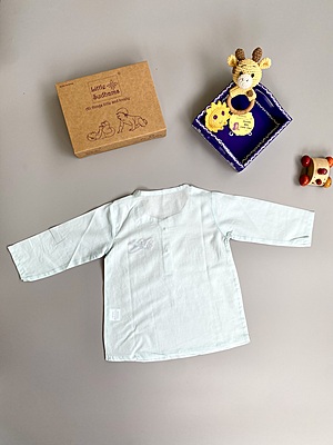 Organic Cotton Baby Boy Kurta Pajama Set (Blue - Aeroplane)