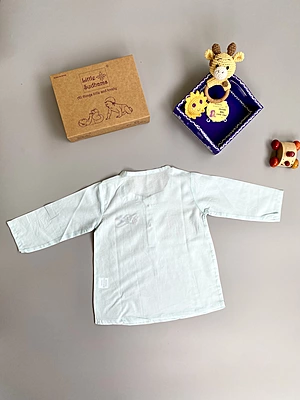 Organic Cotton Baby Boy Kurta Pajama Set (Blue - Aeroplane)
