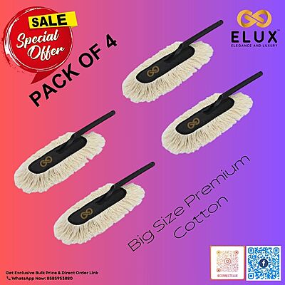 Elux Premium Wax Coated Car Duster – Pack of 4