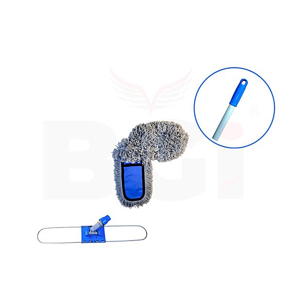 Dry Mop - 18" Base, 5 Feet Heavy Rod, Microfiber Refill