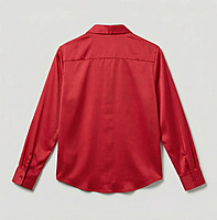 Crimson Satin Button Shirt