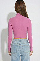 Cropped Ribbed Turtleneck Top
