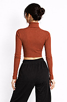 Ribbed Cropped Turtleneck Top