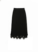 Lace Hem Ribbed Midi Skirt