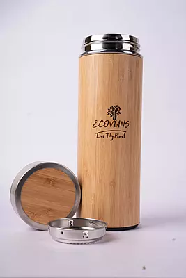 Eco friendly bamboo flask hot and cold water bottle
