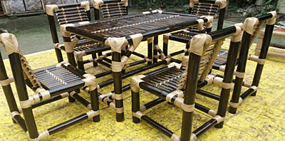 Bamboo 6 seater dining set