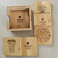 WOODEN COASTERS SET OF 6