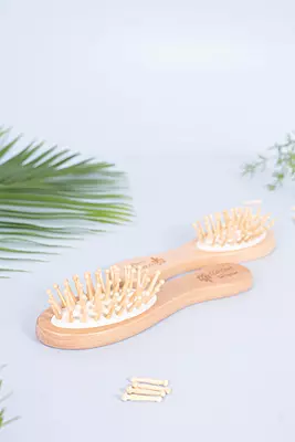 Bamboo bristles kids paddle hair brush for detangling hair