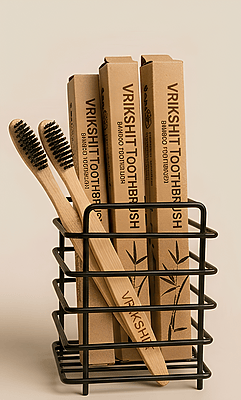 Biodegradable Bamboo Toothbrush with Soft Charcoal Bristles Biodegradable Bamboo Toothbrush with Soft Charcoal Bristles