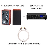SK10E + SK25000 2.1 + BANANA PIN + SPEAKER WIRE COMBO SET SK10E + SK25000 2.1 + BANANA PIN + SPEAKER WIRE COMBO SET