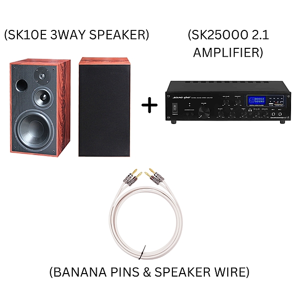 SK10E + SK25000 2.1 + BANANA PIN + SPEAKER WIRE COMBO SET SK10E + SK25000 2.1 + BANANA PIN + SPEAKER WIRE COMBO SET