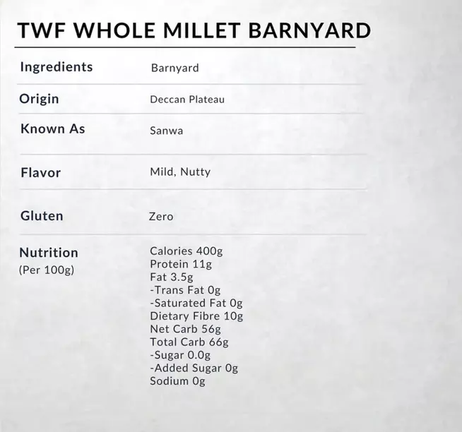 Barnyard Whole Millet (Gluten Free Millet)