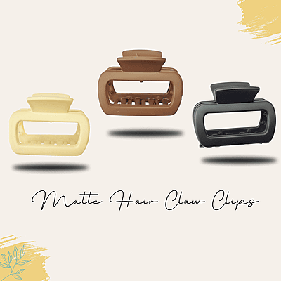 Rectangle Hair Claw Clips Set (3 Pcs) | Matte Finish Hair Clips