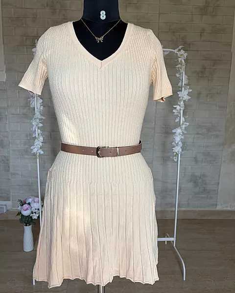 Knit Dress with Belt