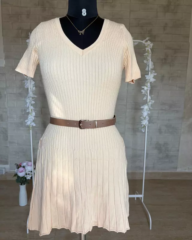 Knit Dress with Belt