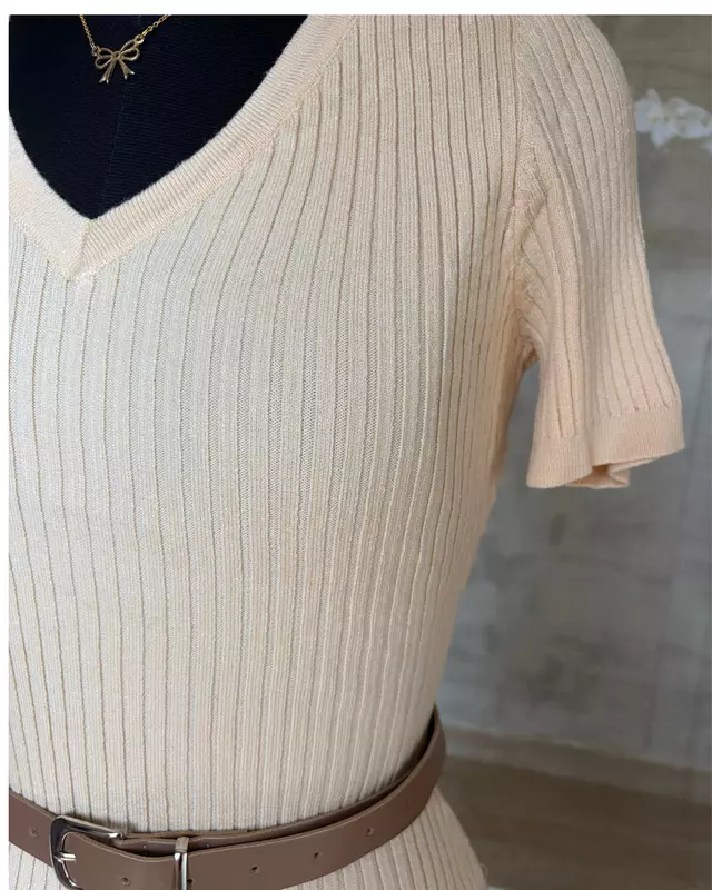 Knit Dress with Belt