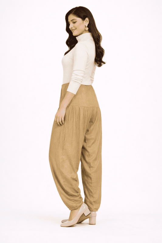 GulGuli Women's Woolen Patiala Salwar Combo Pack of 2 (Black and Beige) - Free Size