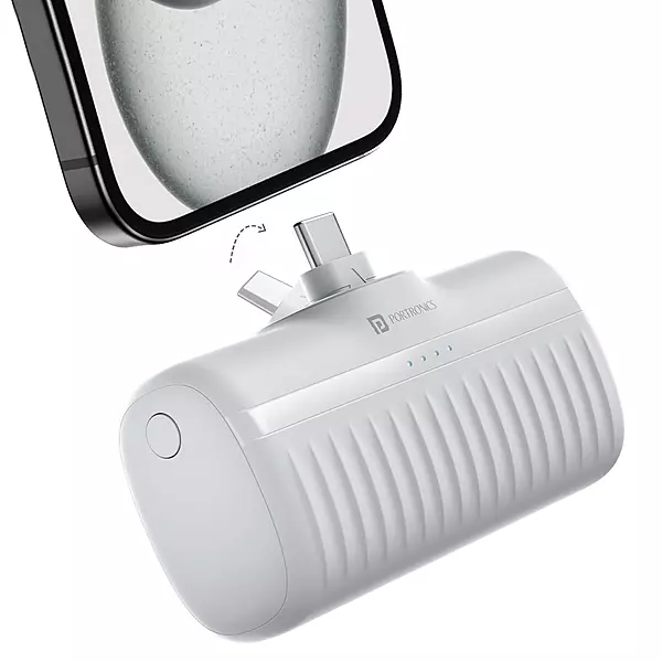 Portronics Power Pebble – 10000mAh 22W Ultra Slim Power Bank (White)