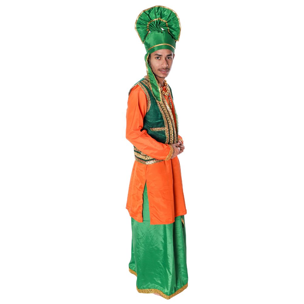 Bhangra Dance Costume For Boys Orange & Green Bhangra Dance Costume For Boys Orange & Green