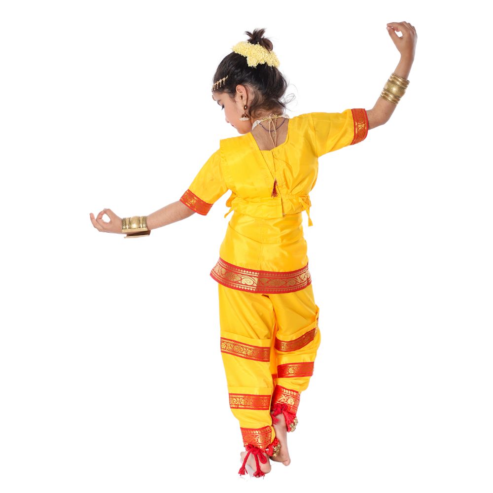Bharatanatyam Dance Dress Costume in Yellow & Red Bharatanatyam Dance Dress Costume in Yellow & Red