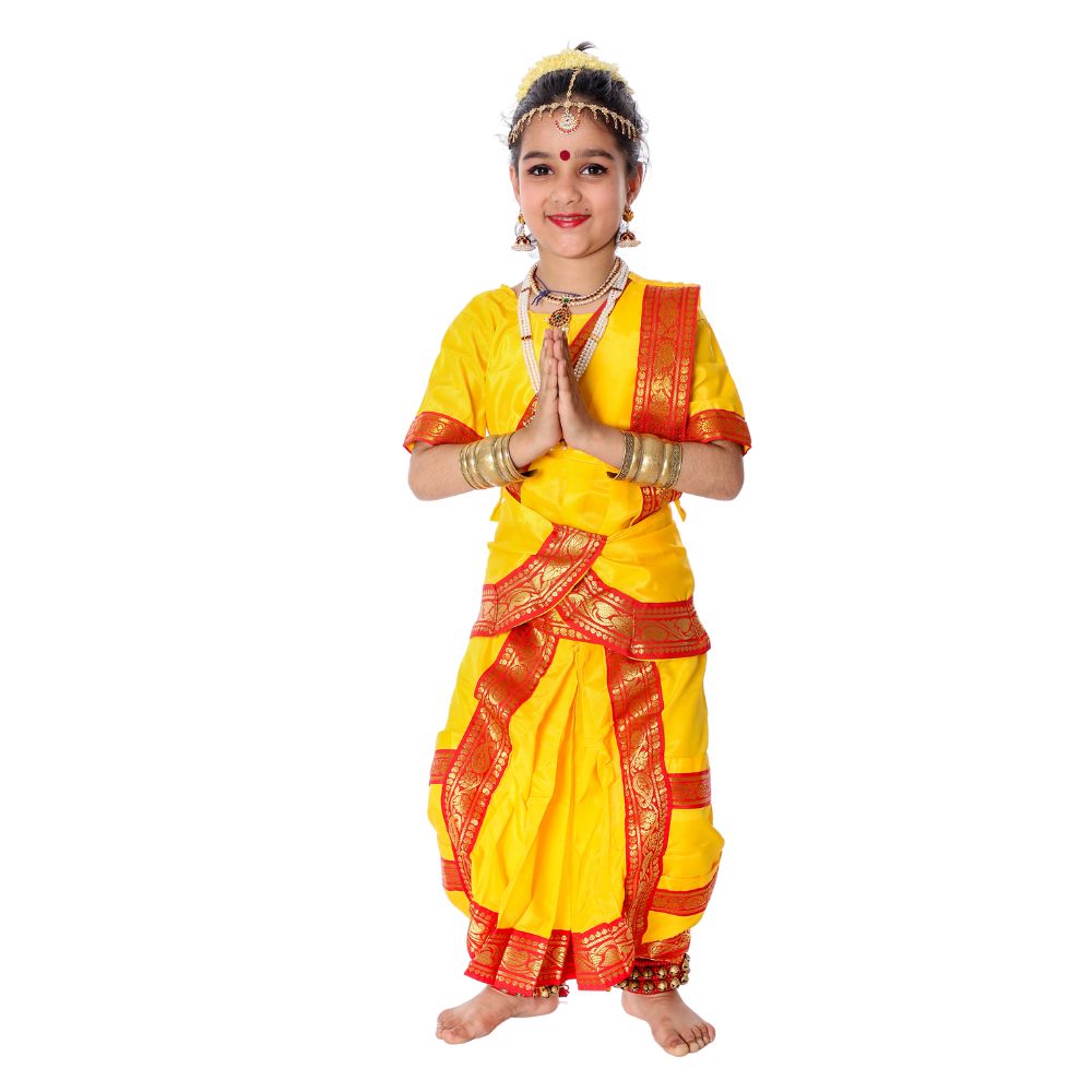 Bharatanatyam Dance Dress Costume in Yellow & Red Bharatanatyam Dance Dress Costume in Yellow & Red