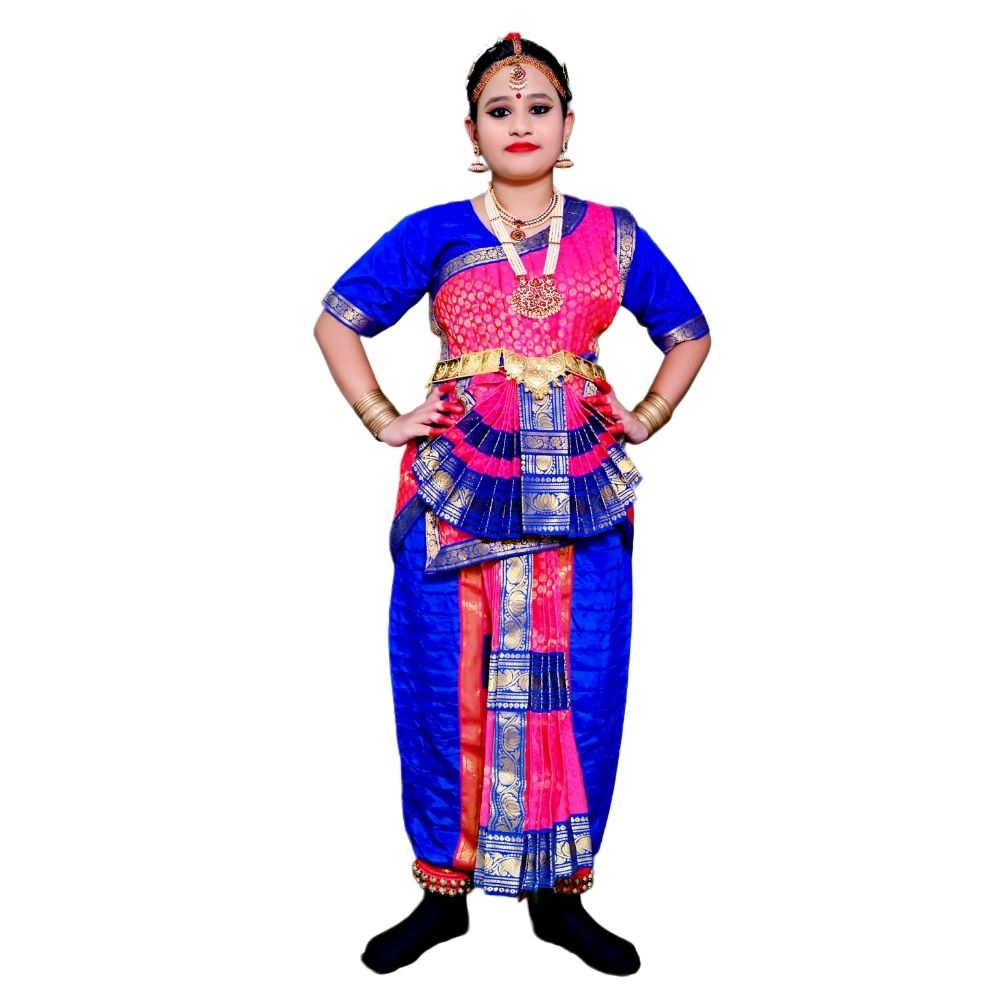 Bharatanatyam Dance Dress in Blue & Magenta