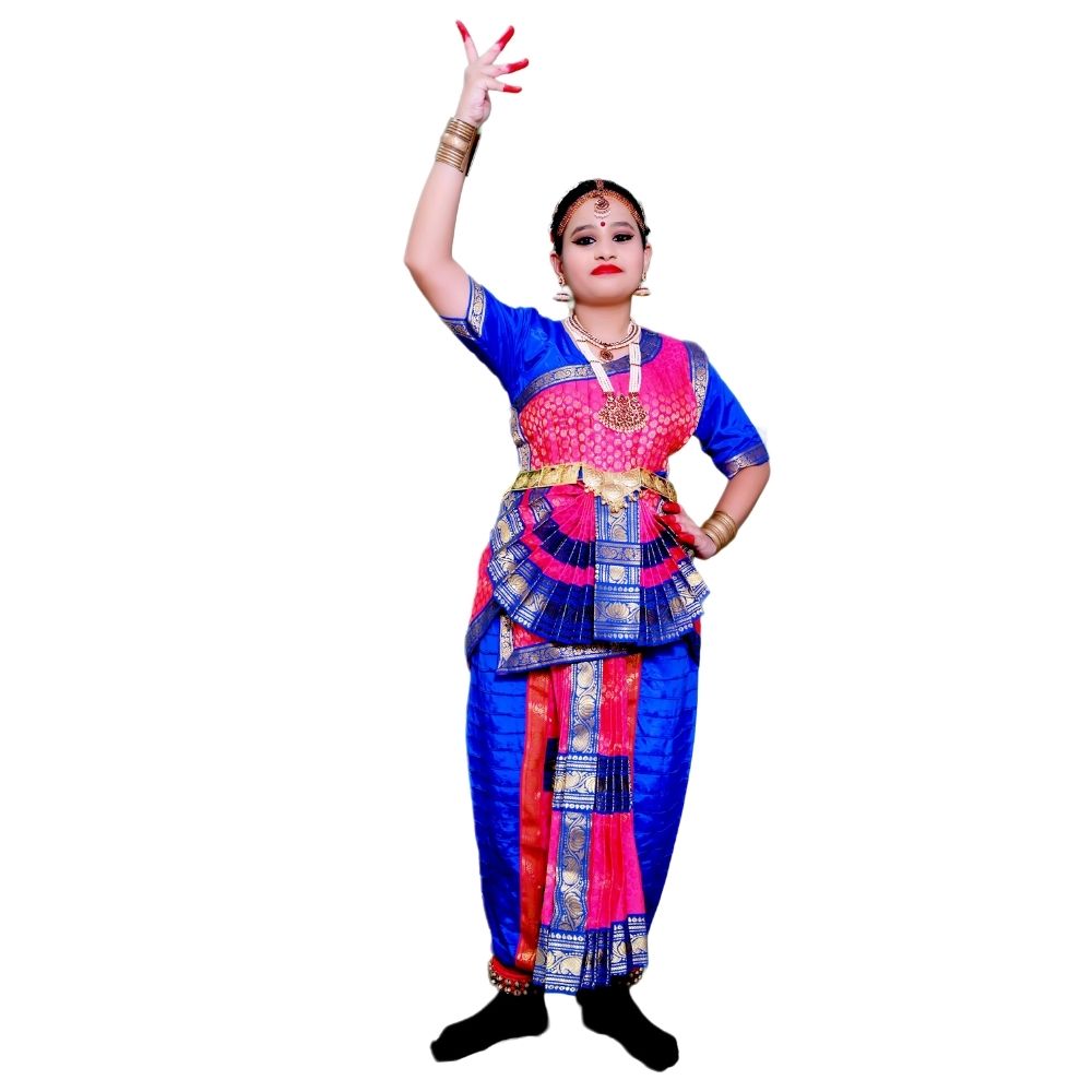 Bharatanatyam Dance Dress in Blue & Magenta Bharatanatyam Dance Dress in Blue & Magenta
