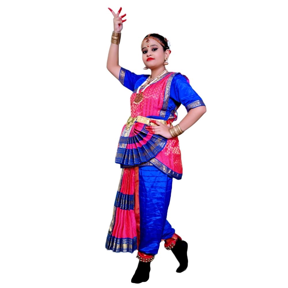 Bharatanatyam Dance Dress in Blue & Magenta Bharatanatyam Dance Dress in Blue & Magenta