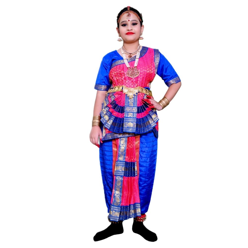 Bharatanatyam Dance Dress in Blue & Magenta Bharatanatyam Dance Dress in Blue & Magenta