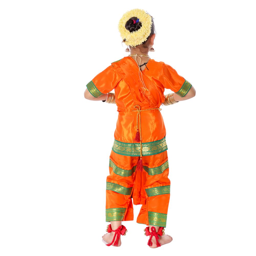 Bharatanatyam Dance Costume in Orange Bharatanatyam Dance Costume in Orange