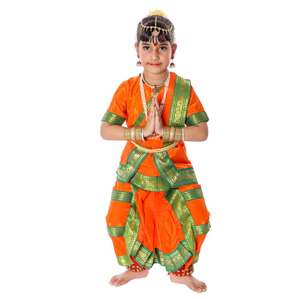 Bharatanatyam Dance Costume in Orange
