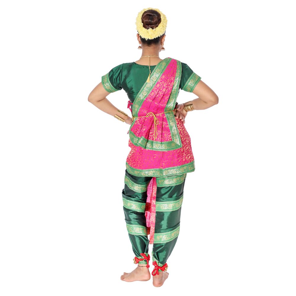 Bharatanatyam Dance Dress in Pink & Green Bharatanatyam Dance Dress in Pink & Green