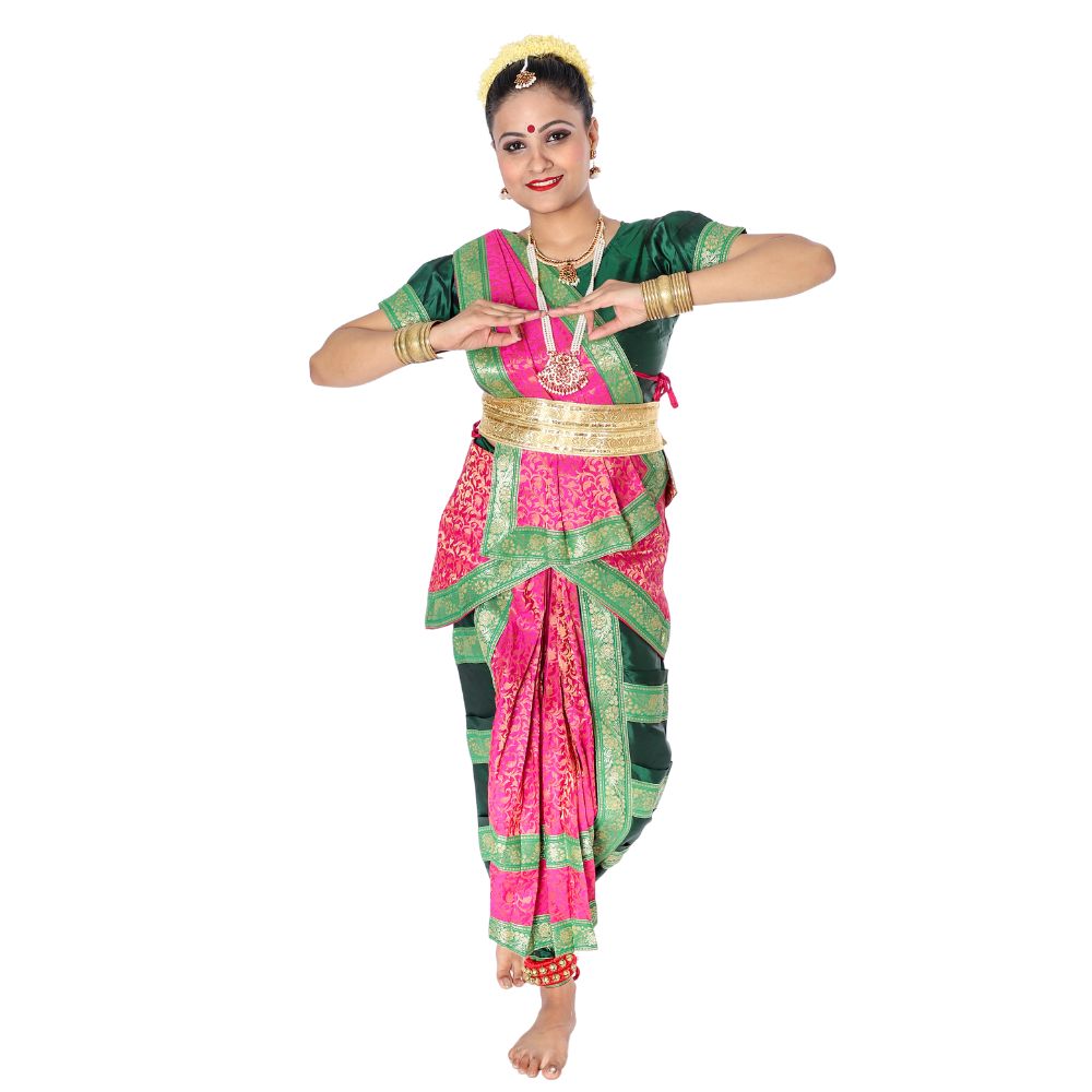 Bharatanatyam Dance Dress in Pink & Green