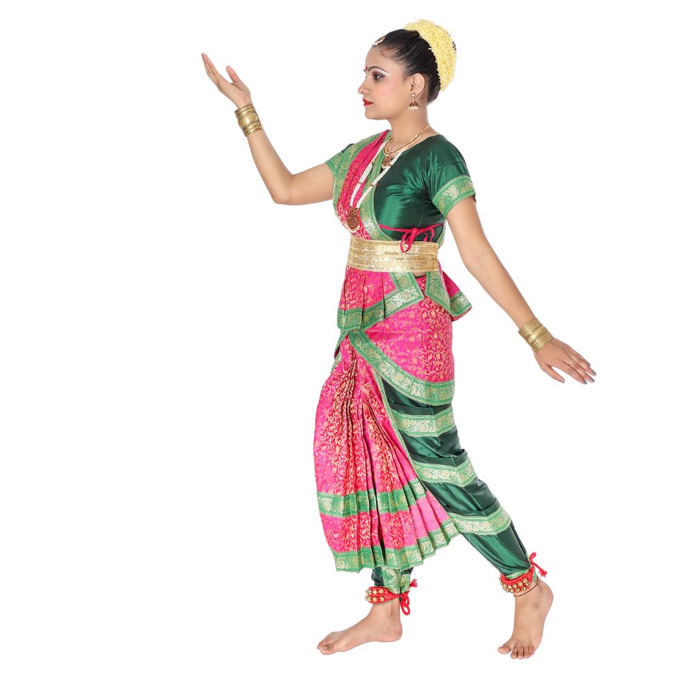Bharatanatyam Dance Dress in Pink & Green Bharatanatyam Dance Dress in Pink & Green