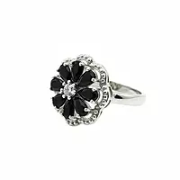 Stunning Flower Cluster Ring with Black Gemstones