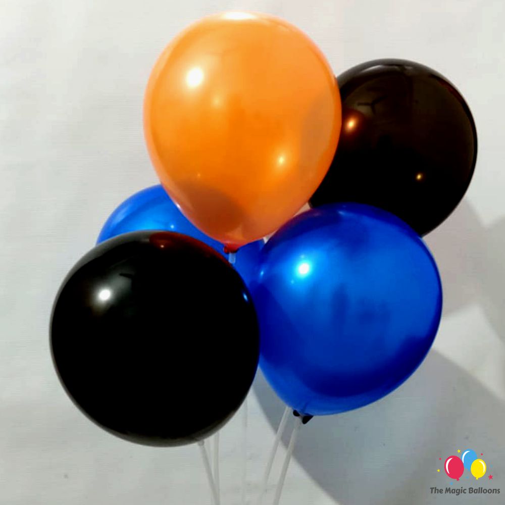 The Magic Balloons Store- Plain Black, Orange, and blue Rubber/Latex Balloons, Balloons for Every Function Supplies Medium size Balloons Pack of 80pcs – 181491