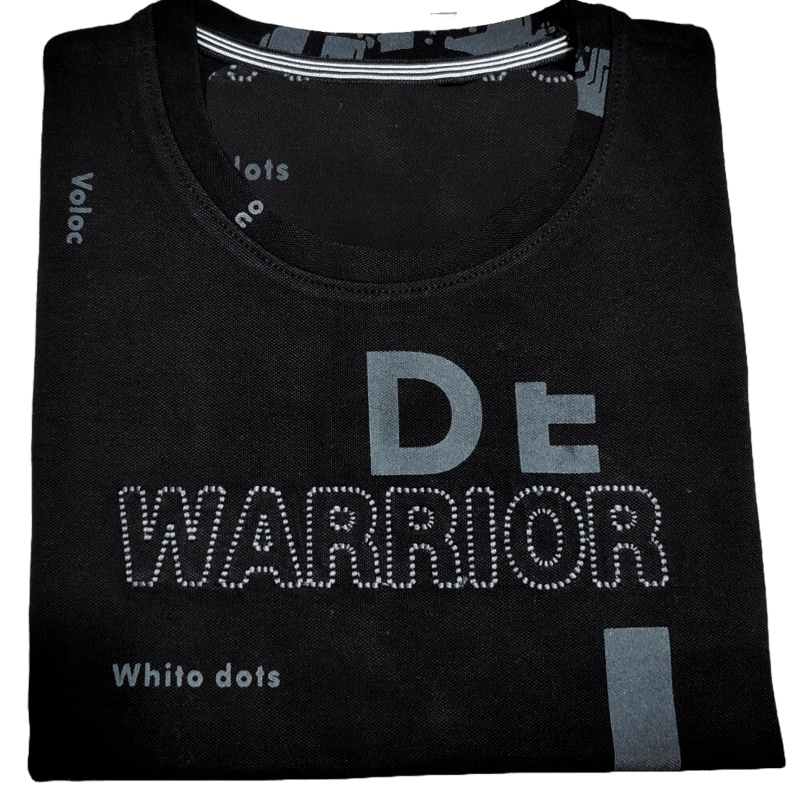 Black Printed Round Neck Tshirt