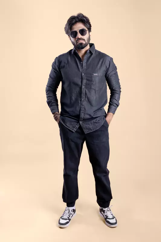 Men's Full Sleeve Chambre Shirt - Grey