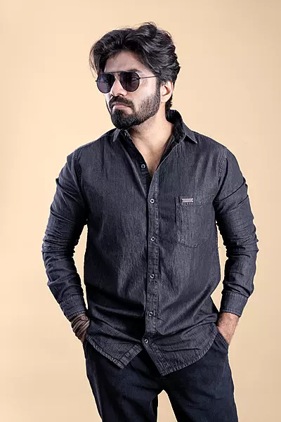 Men's Full Sleeve Chambre Shirt - Grey