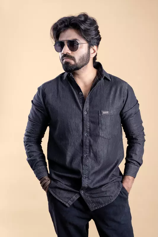 Men's Full Sleeve Chambre Shirt - Grey