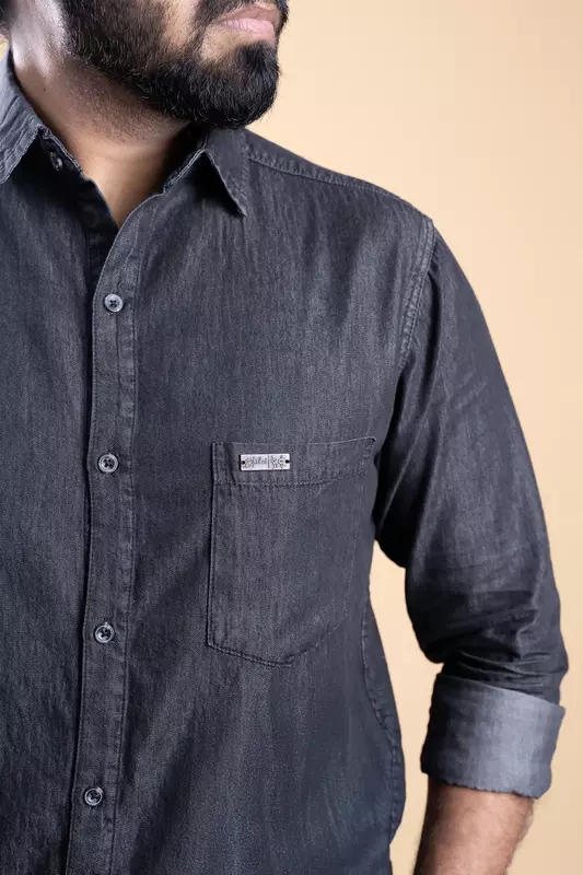 Men's Full Sleeve Chambre Shirt - Grey