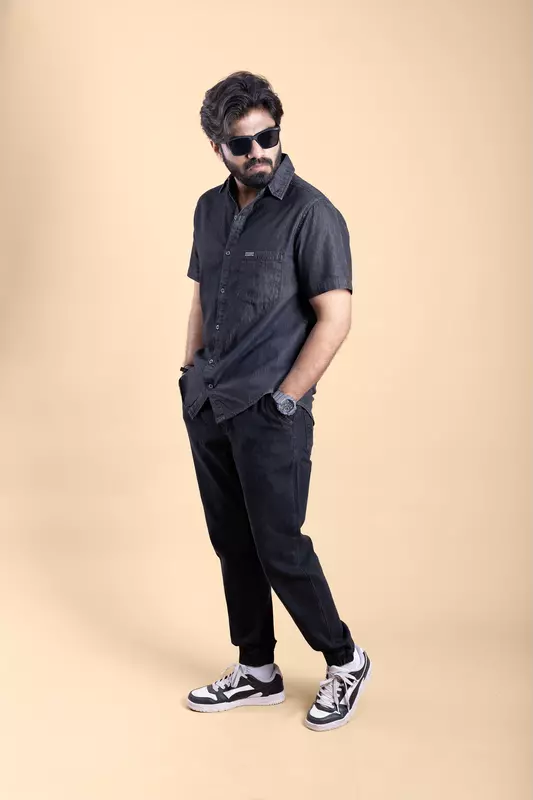 Men's Half Sleeve Chambre Shirt - Grey