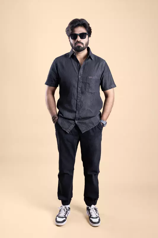 Men's Half Sleeve Chambre Shirt - Grey